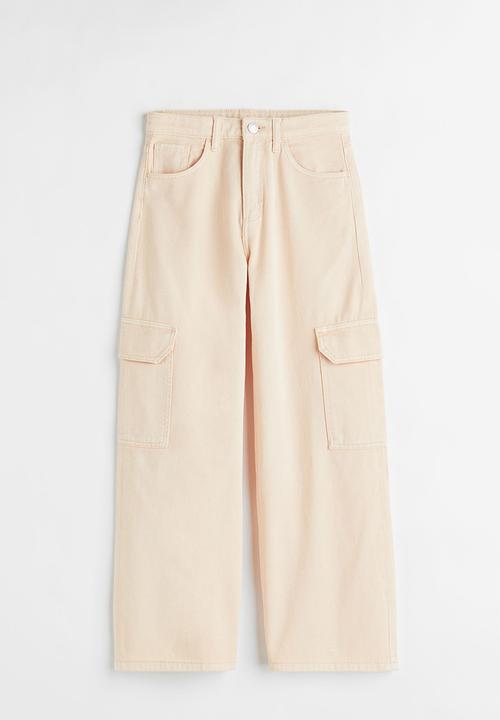 H&M - Wide fit high trousers - light yellow