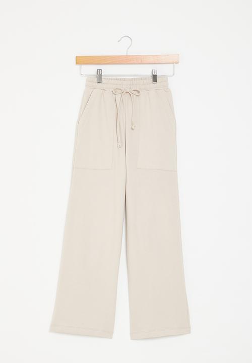 Superbalist - Wide leg track pants - stone 