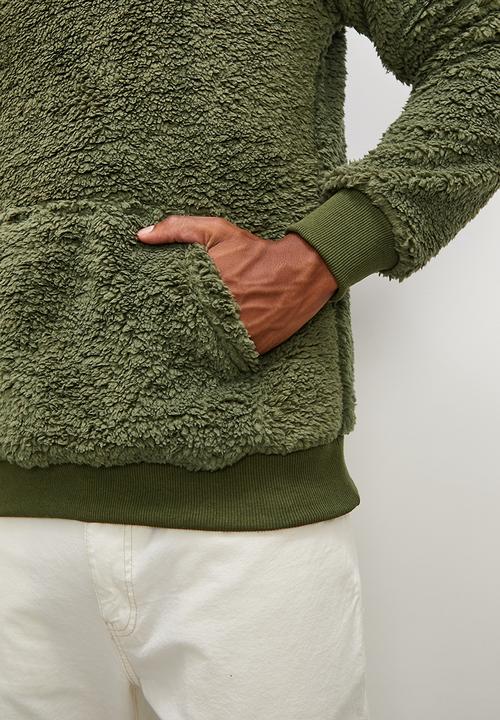 STYLE REPUBLIC - Teddy fleece pullover hoodie - khaki