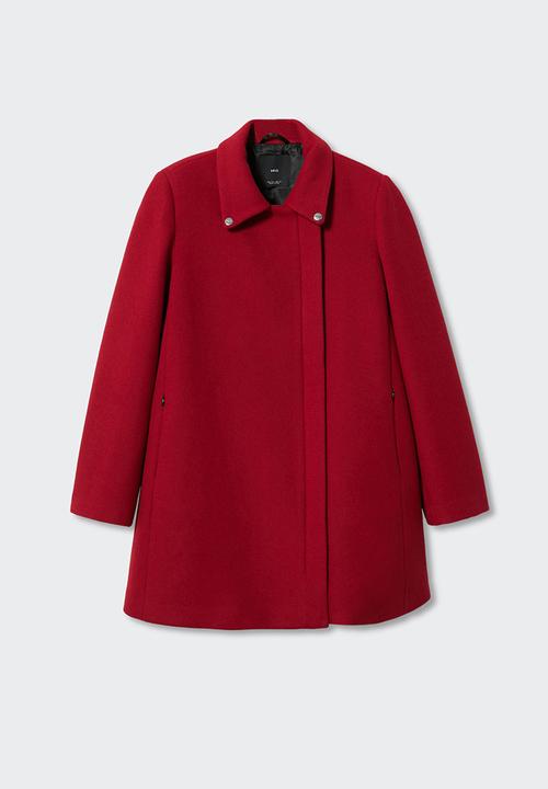 MANGO - Coat sandy - red
