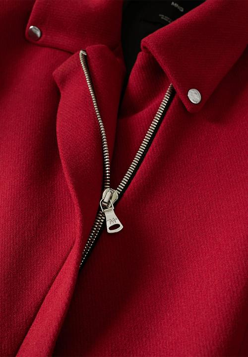 MANGO - Coat sandy - red