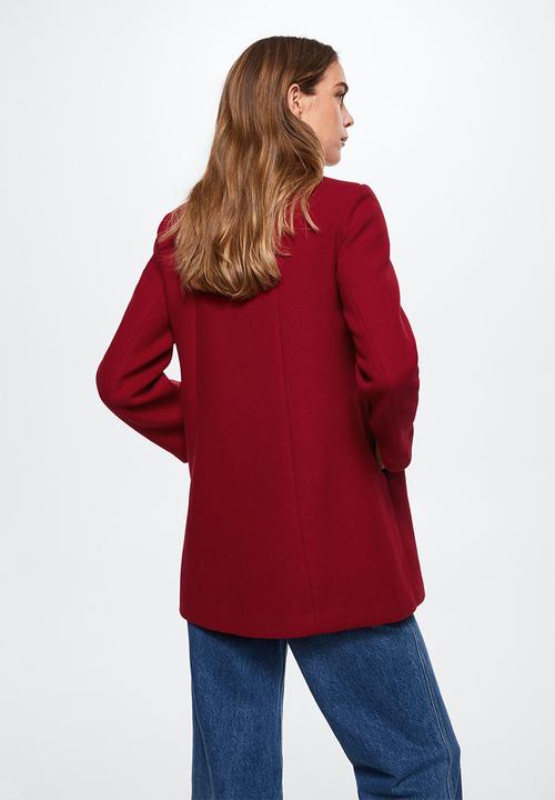 MANGO - Coat sandy - red