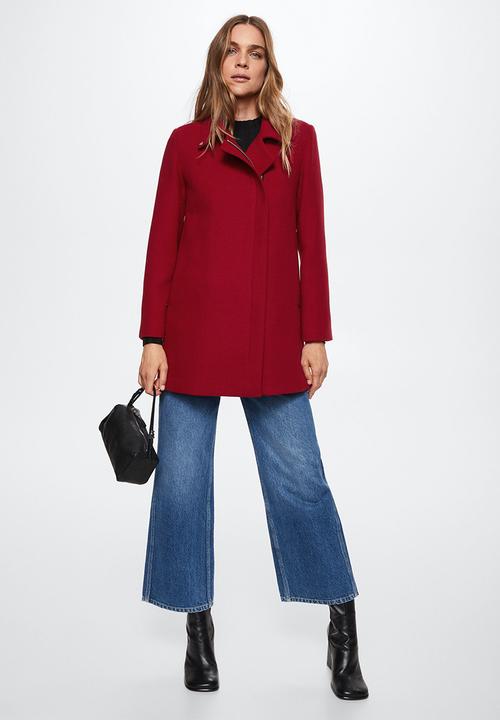 MANGO - Coat sandy - red