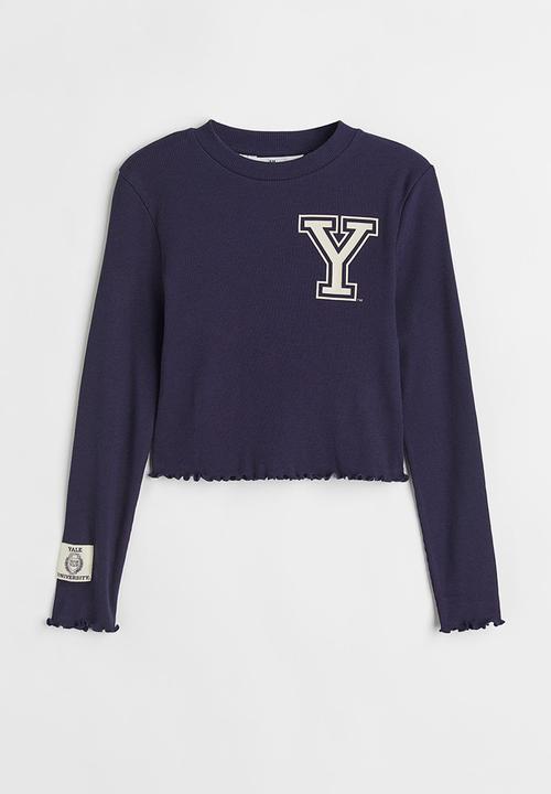 H&M - Printed jersey top - dark blue/yale