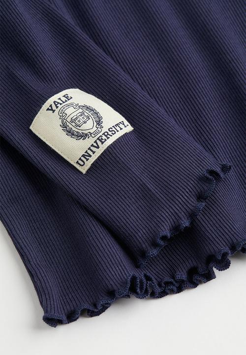 H&M - Printed jersey top - dark blue/yale