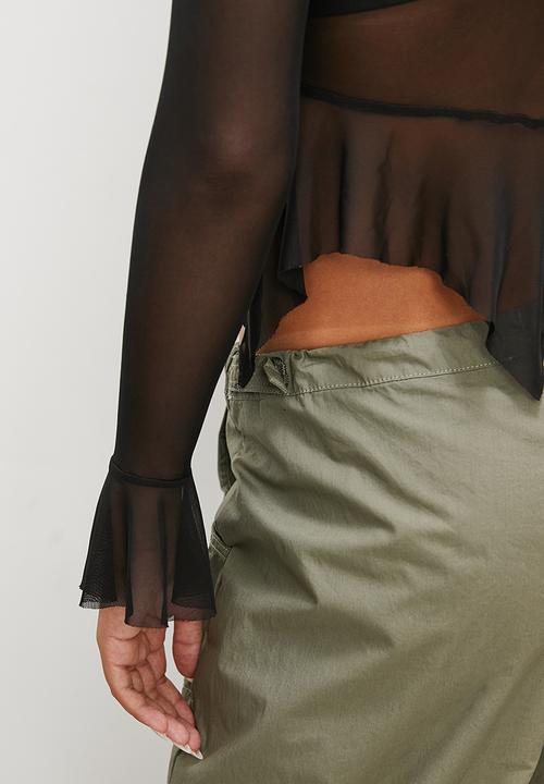 Blake - Ruffle mesh tee - black