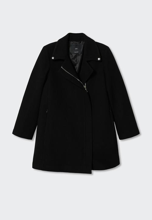 MANGO - Coat sandy - black