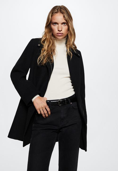 MANGO - Coat sandy - black