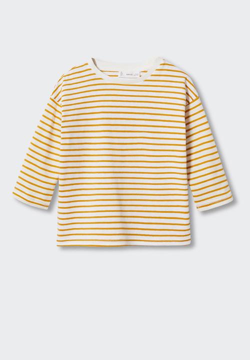 MANGO - T-shirt stripes - yellow