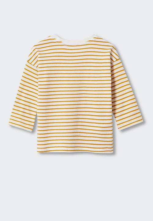 MANGO - T-shirt stripes - yellow