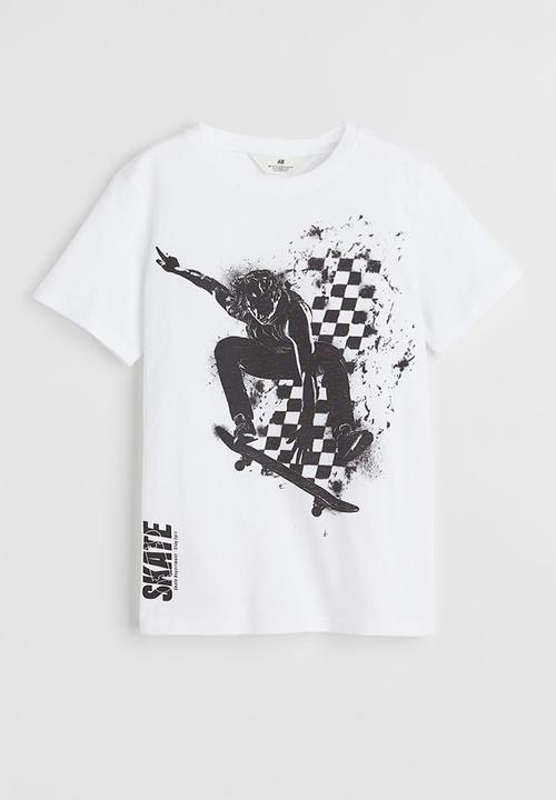 H&M - Cotton T-shirt - white/skate