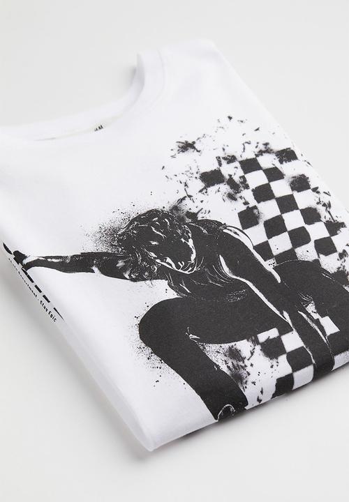 H&M - Cotton T-shirt - white/skate