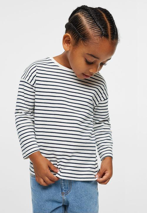 MANGO - T-shirt stripes - navy