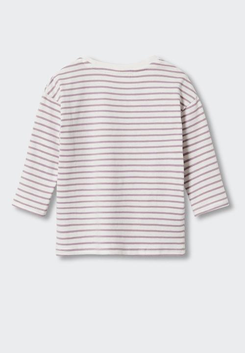 MANGO - T-shirt stripes - purple