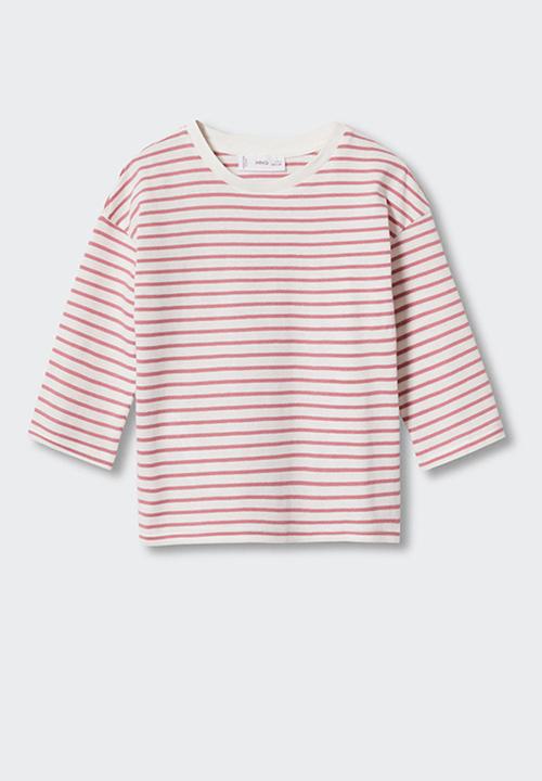 MANGO - T-shirt stripes - pink