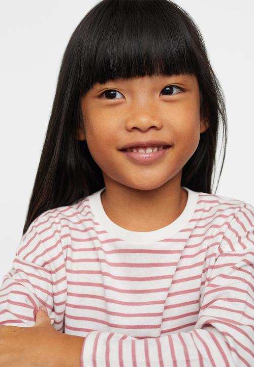 MANGO - T-shirt stripes - pink
