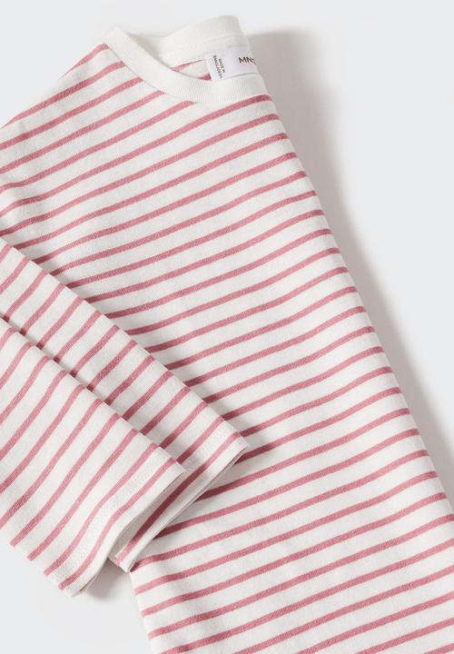 MANGO - T-shirt stripes - pink