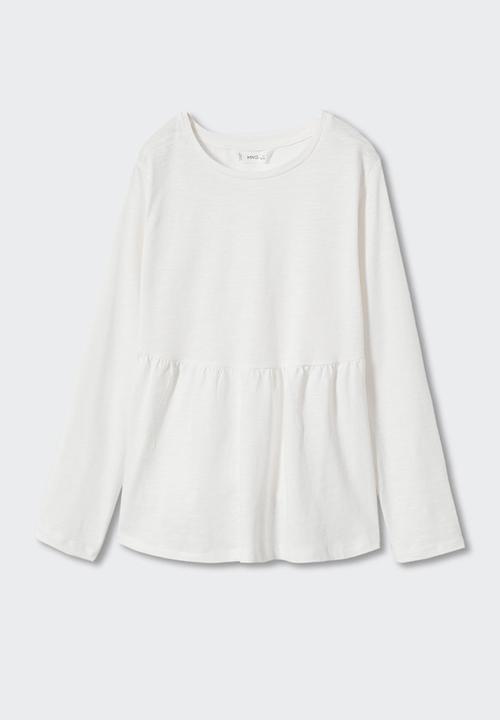 MANGO - T-shirt peplum - white