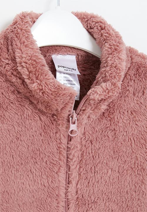 Pop Candy - Girls fluffy zip through jacket - pink