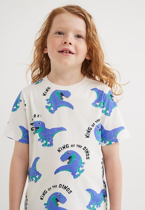 H&M - Cotton T-shirt - natural white/dinosaurs