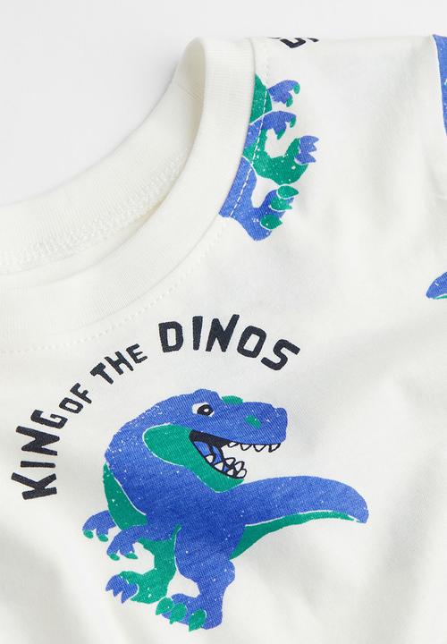H&M - Cotton T-shirt - natural white/dinosaurs