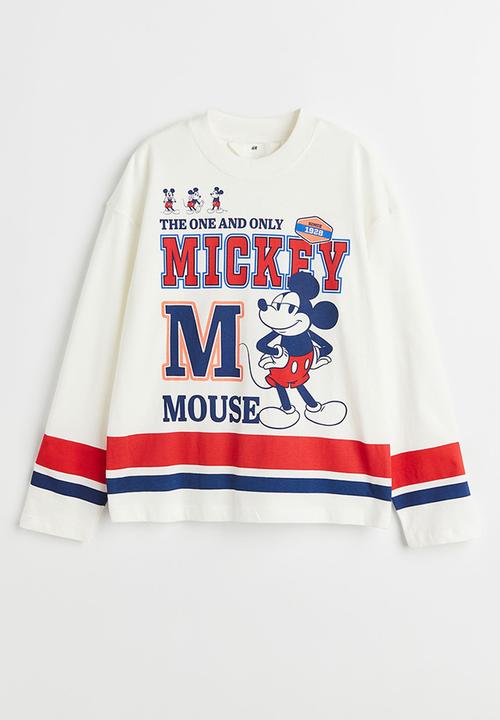 H&M - Printed cotton jersey top - cream/mickey mouse