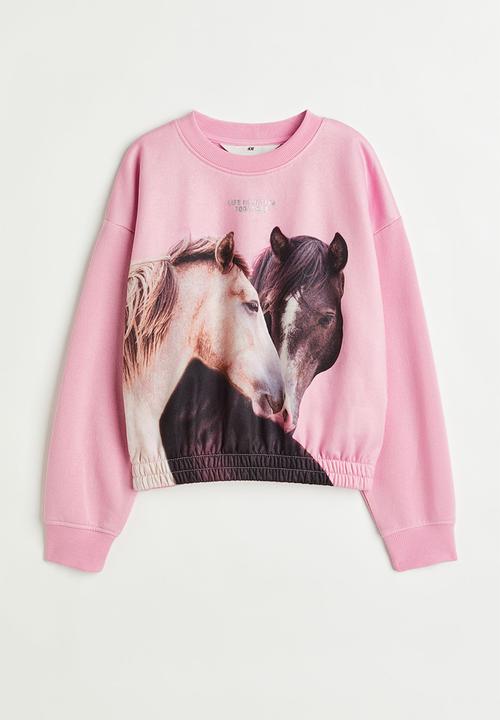H&M - Printed sweatshirt - light pink/horses