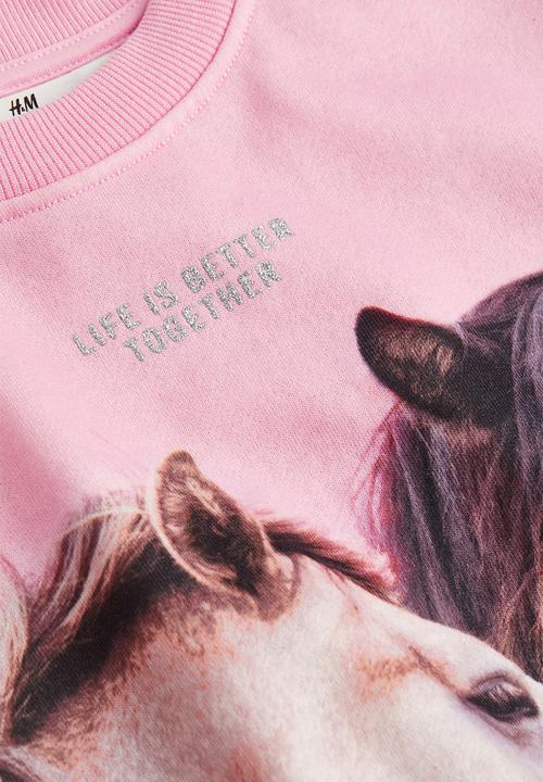 H&M - Printed sweatshirt - light pink/horses