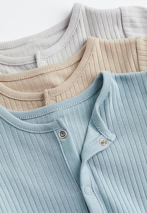 H&M - 3-Pack ribbed cotton pyjamas - multi