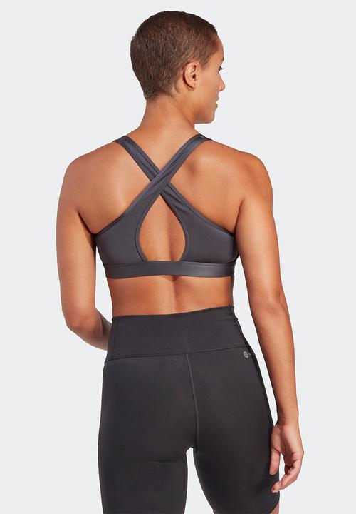adidas Performance - Powerreact medium support bra - carbon & white