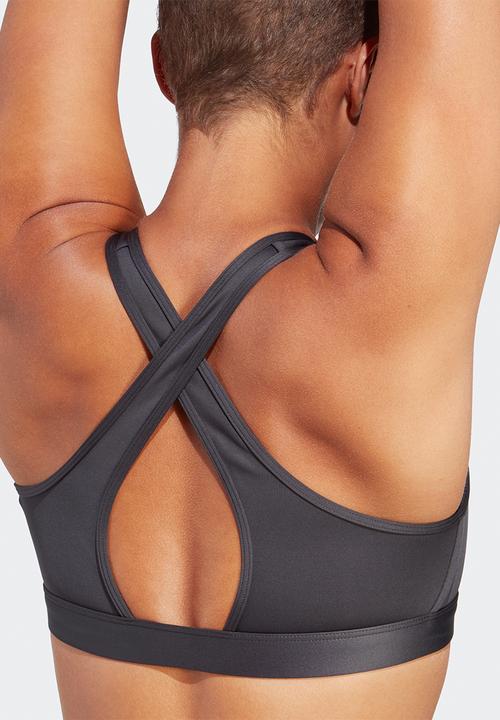 adidas Performance - Powerreact medium support bra - carbon & white
