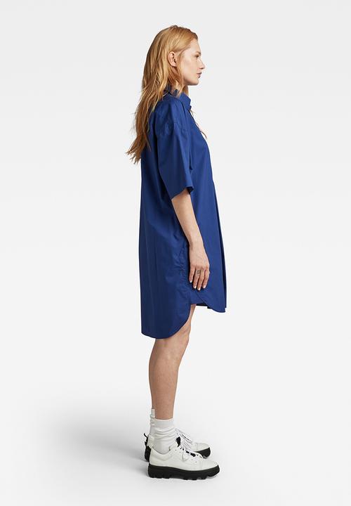 G-STAR - Shirt dress 2.0 short sleeve - ballpen blue