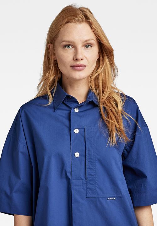 G-STAR - Shirt dress 2.0 short sleeve - ballpen blue