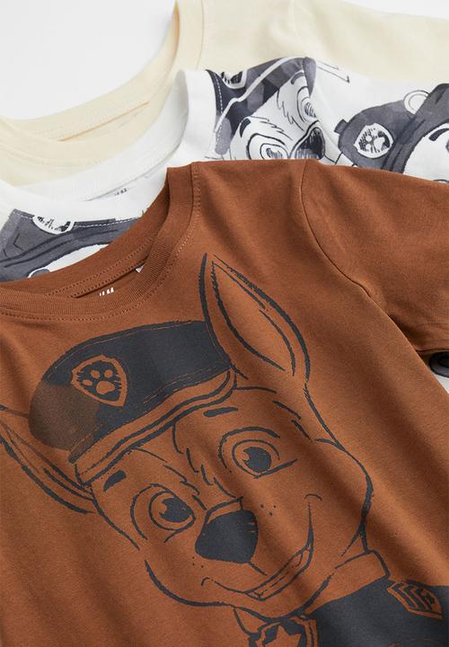 H&M - 3-pack printed T-shirts - natural white/paw patrol