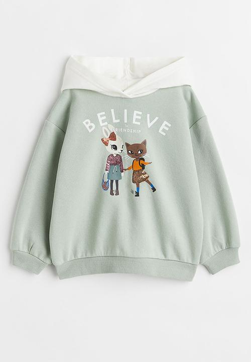 H&M - Printed hoodie - light green/believe