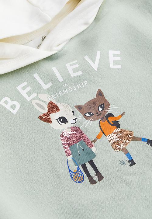 H&M - Printed hoodie - light green/believe