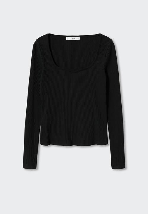 MANGO - T-shirt cuore - black