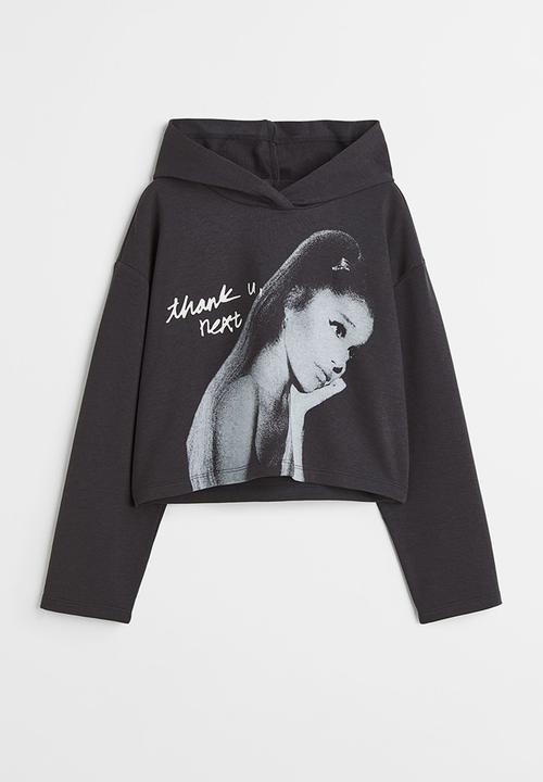 H&M - Oversized printed hoodie - dark grey/ariana grande