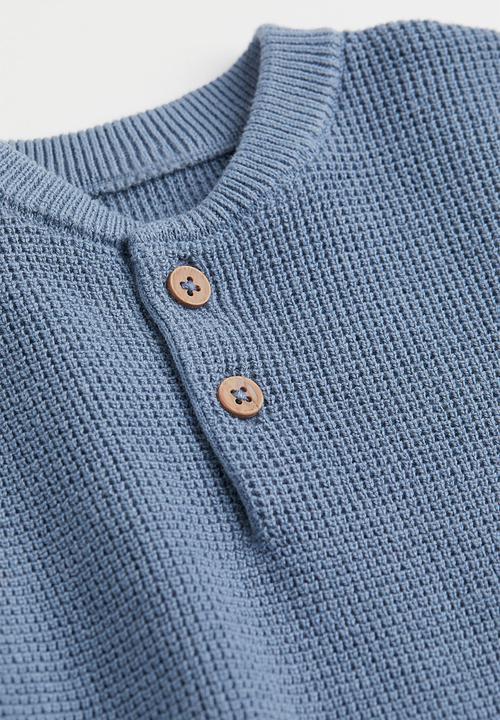H&M - Waffle-knit henley top - blue