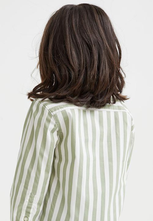 H&M - Cotton shirt - light green/striped