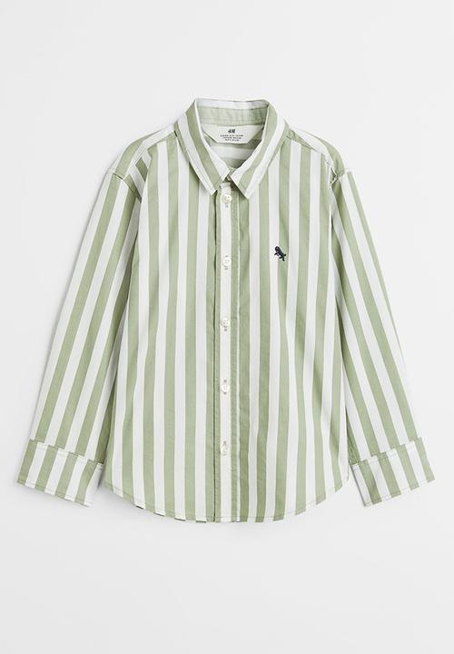 H&M - Cotton shirt - light green/striped