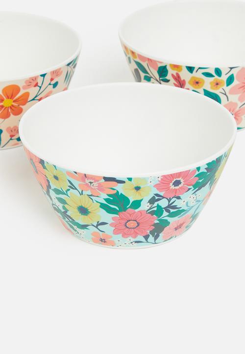 Excellent Houseware - Disty floral bowl set of 3 - multi