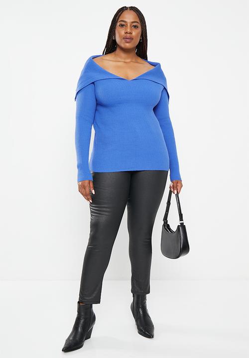 Trendyol - Plus off shoulder knit top - blue