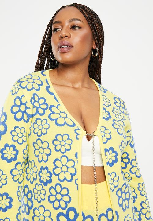 Glamorous - Plus floral co-ord top - yellow & blue