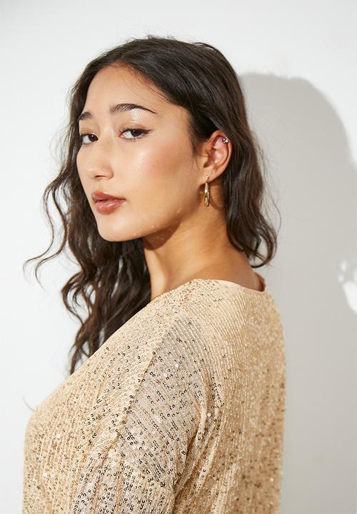 Superbalist - Sequins shift mini dress - matt beige