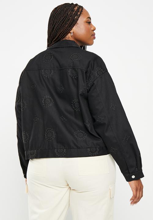 Me&B - Plus embroidered denim jacket - black