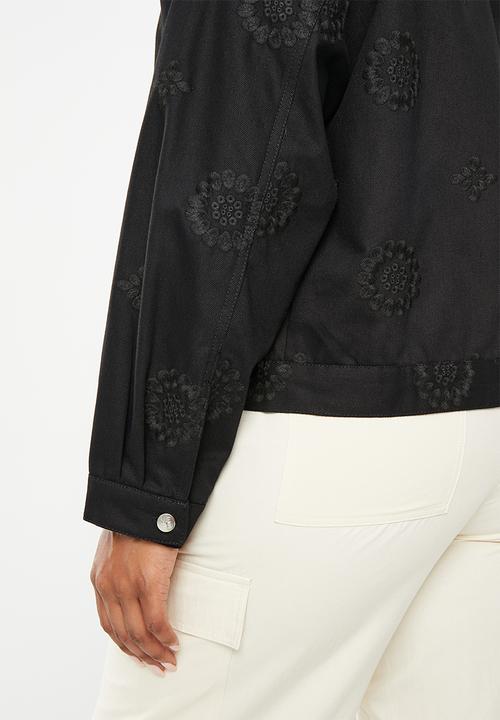 Me&B - Plus embroidered denim jacket - black