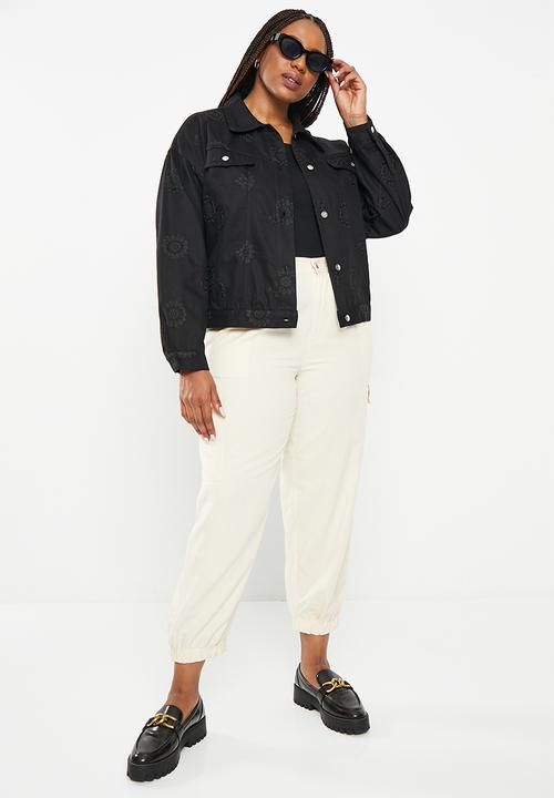 Me&B - Plus embroidered denim jacket - black