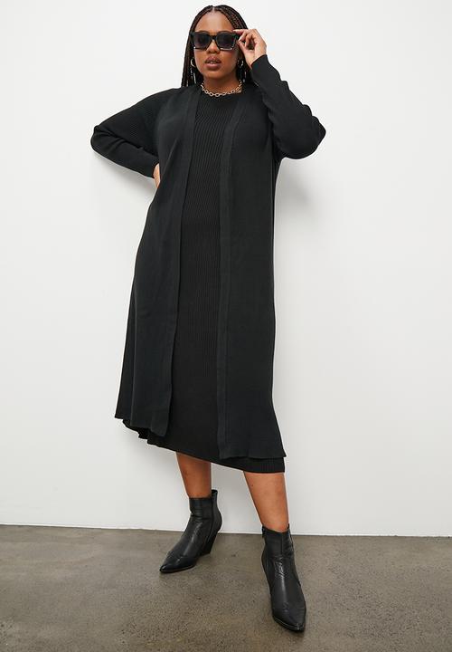 Superbalist - Fine rib midi cardigan - black