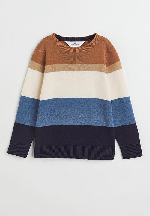 H&M - Jacquard-knit cotton jumper - dark beige/block-coloured